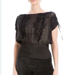 Max Studio Black Textured Top